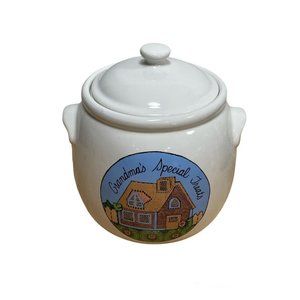 Vintage 1989 Grandma's Special Treats Cookie Jar with Lid Cozy Cottage